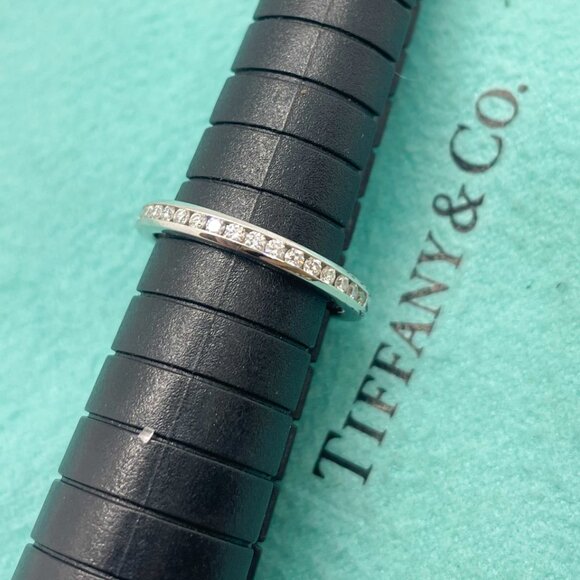 Tiffany & Co Platinum Diamond Channel 2mm Half Circle Wedding Band Size 4.75 - Picture 12 of 16